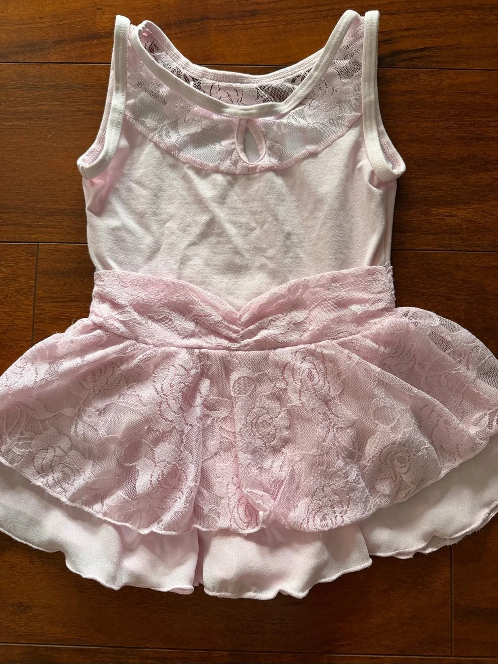 Girls' Lace Yoke Tank Chemise - Light Pink Size 2-4